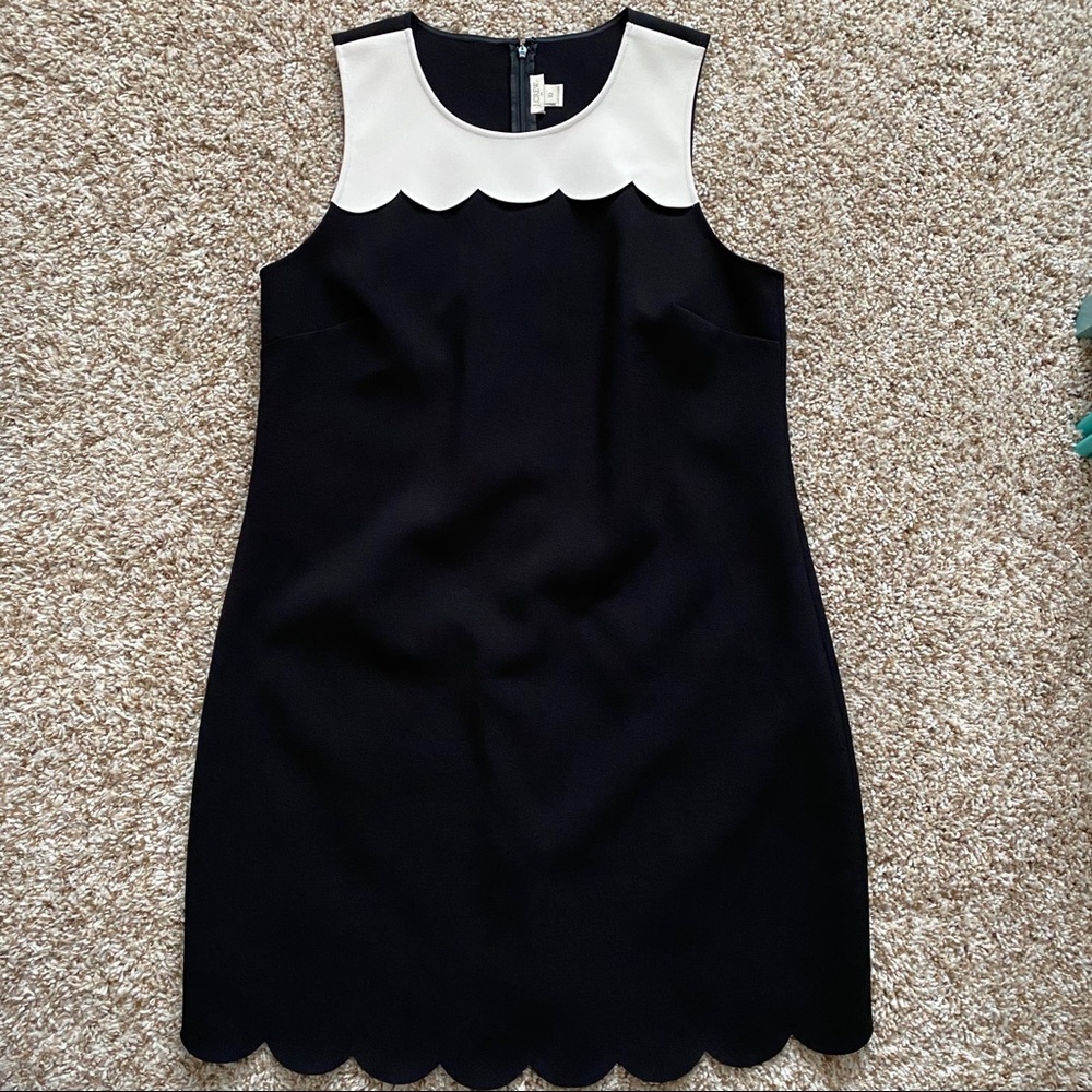 J Crew Black & White Scallop Dress